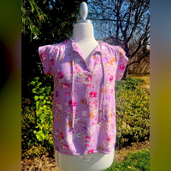 BUFFALO DAVID BITTON 🌻Floral lavender Blouse - Picture 1 of 7